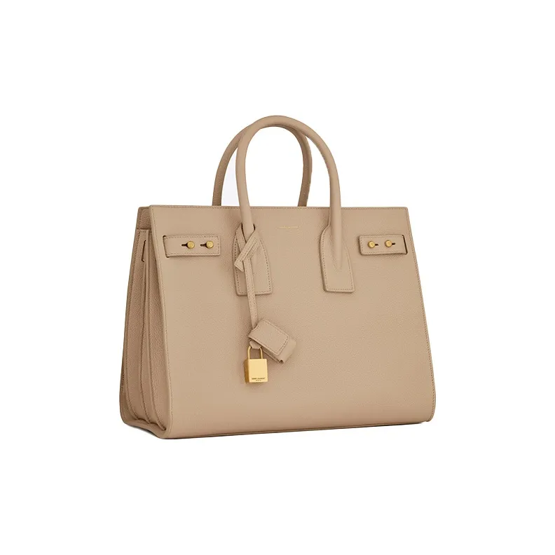 SAINT LAURENT SAC DE JOUR Calfskin Handbag Small Size Women's Dark Beige-1