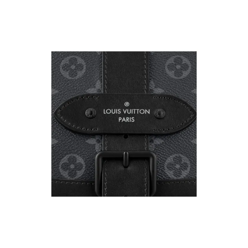 LOUIS VUITTON Saumur Canvas With Leather Trim Messenger Bag Shoulder Bag Crossbody Bag Regular Men's Black-4