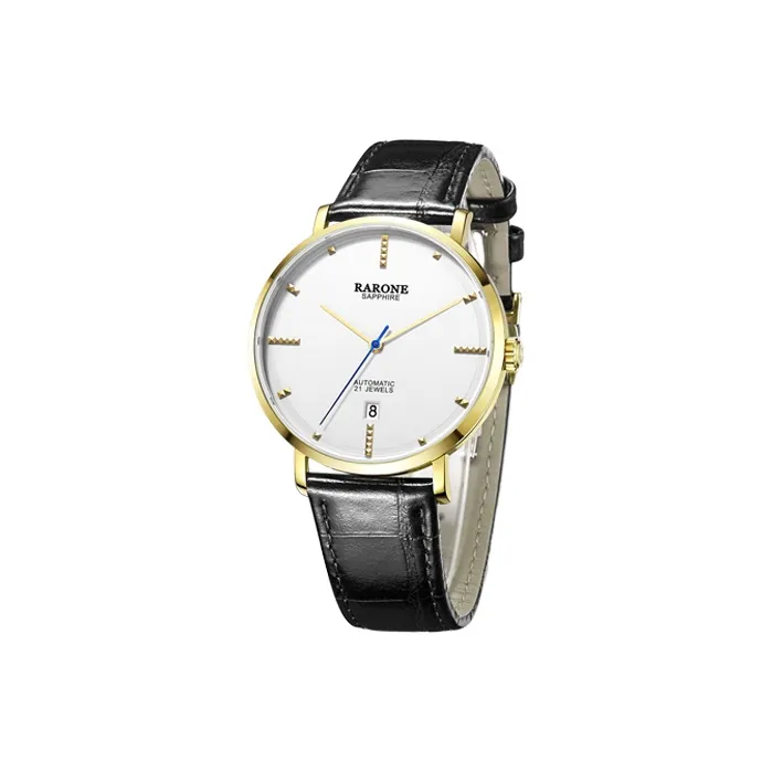 RARONE Master Collection Elegance Mechanical Movement Genuine Leather Strap Watch Men's Watches White Dial-1