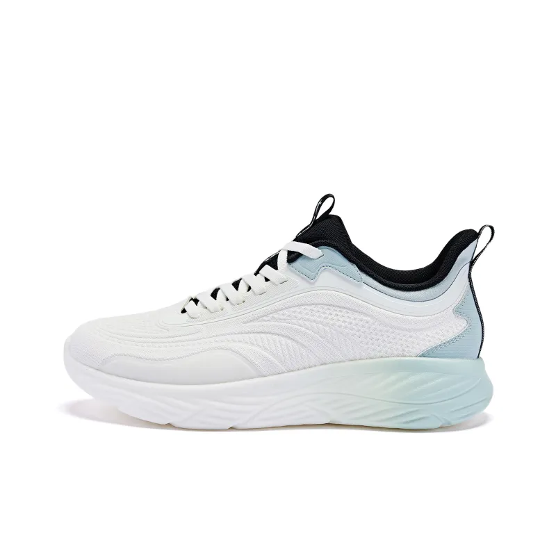 QIAODAN Cushioning Wear Resistant Low Top Running Shoes Men's White Green-0