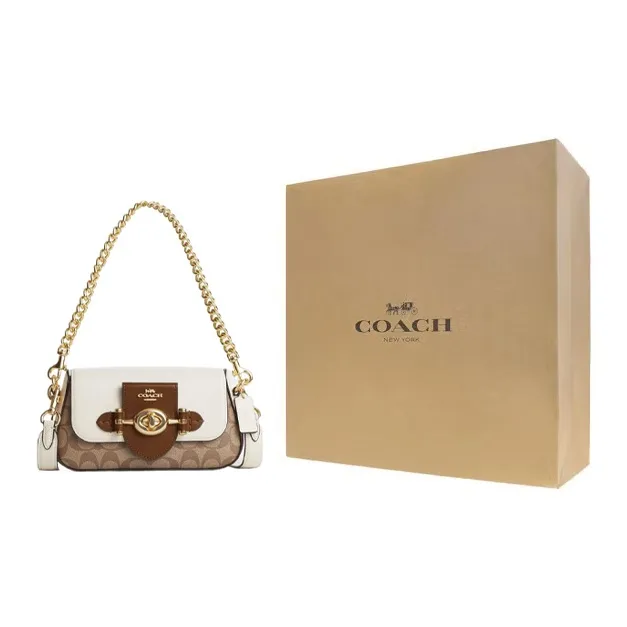 COACH Brie Cow Leather Handbag, Shoulder Bag, Crossbody Bag Small Size Women's Khaki/Brown-6