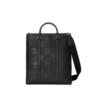GUCCI Leather Tote Bag Single Shoulder Crossbody Handbag Medium Size Women's Black