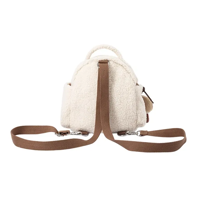 SEM/R Faux Sherpa Backpack Medium Size Women's Coffee/Ecru-1