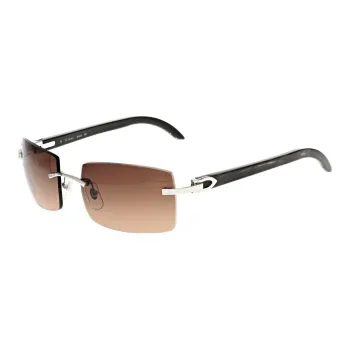CARTIER Acetate Metal Rectangular Sunglasses Men's Black