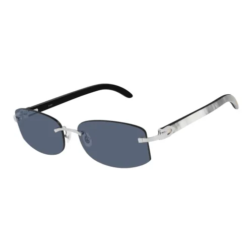 CARTIER Metal Irregular Shape Sunglasses Women's Black