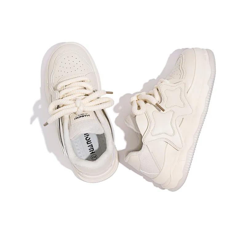 HUANQIU Thermal Low Top Skateboard Shoes Women's Beige-4