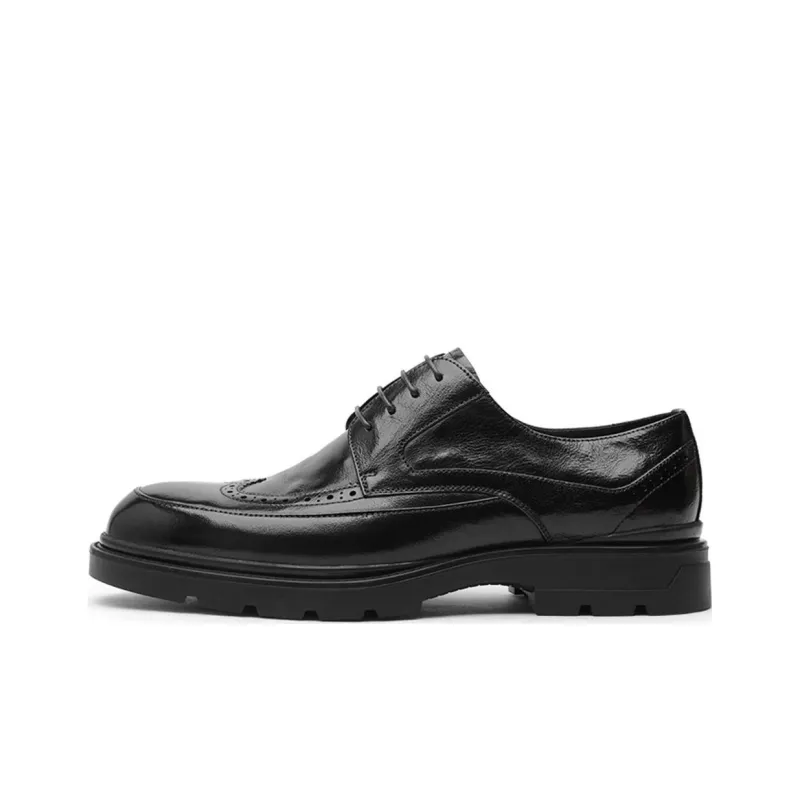 CROWN Dress Shoes Men's Black One Yard Larger-0