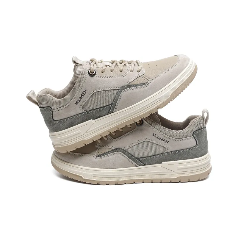 Mulinsen MULINSEN Cushioning Moisture-Wicking Height Increasing Lightweight Breathable Low-Top Casual Shoes Men's Khaki-3