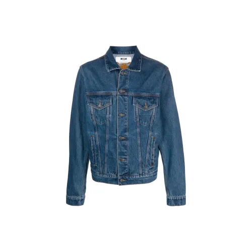 MSGM Denim Jackets Men Blue