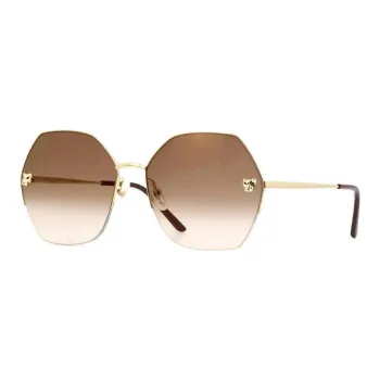 Cartier Panther Emblem Geometric Frame Sunglasses