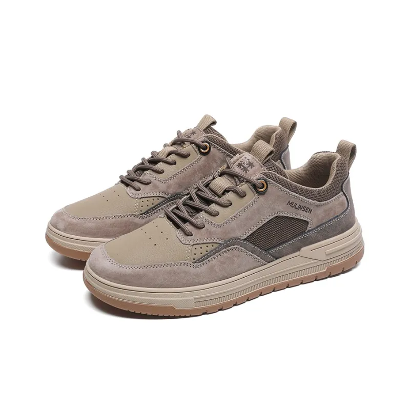 Mulinsen MULINSEN Cushioning Moisture-Wicking Height Increasing Lightweight Breathable Low-Top Casual Shoes Men's Khaki-8