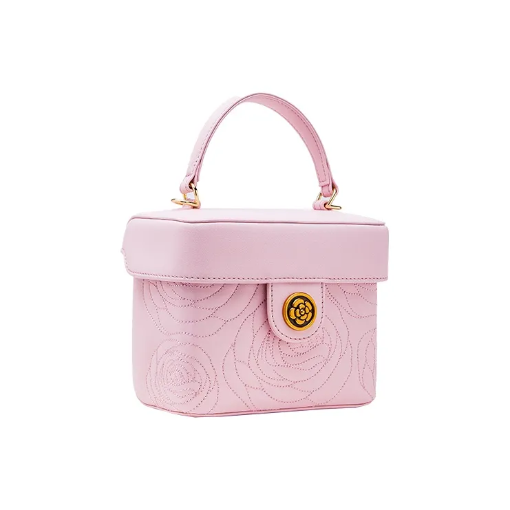 VANESSA HOGAN Cow Leather Box Bag Shoulder Bag Crossbody Handbag Medium Size Women's Pink-1