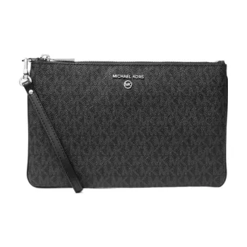 MICHAEL KORS Canvas Storage Bag Wrist Bag Clutch Large Size Men's Black