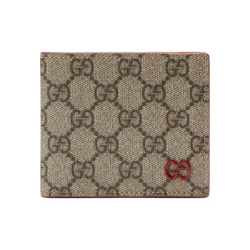 GUCCI Canvas With Leather Trim Wallet Regular Men's Red & Beige