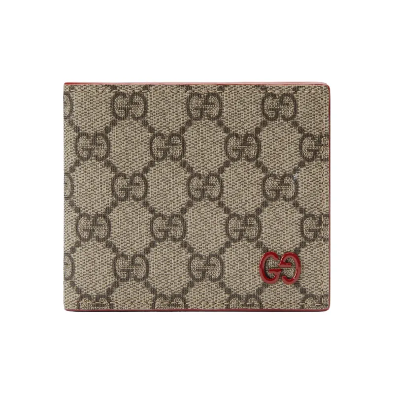 GUCCI Canvas With Leather Trim Wallet Regular Men's Red & Beige-0