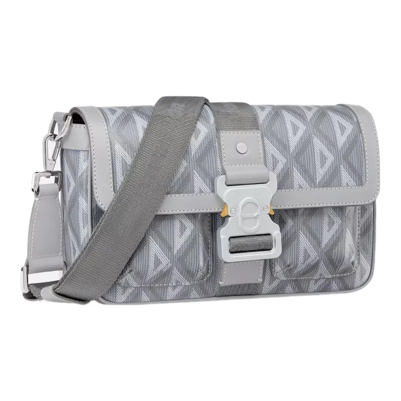 DIOR Canvas Shoulder Bag, Crossbody Bag Regular Men's Gray-2