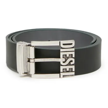 DIESEL Logo Letter Pin Buckle Cow Leather Belts Men's Green Width 3.4cm