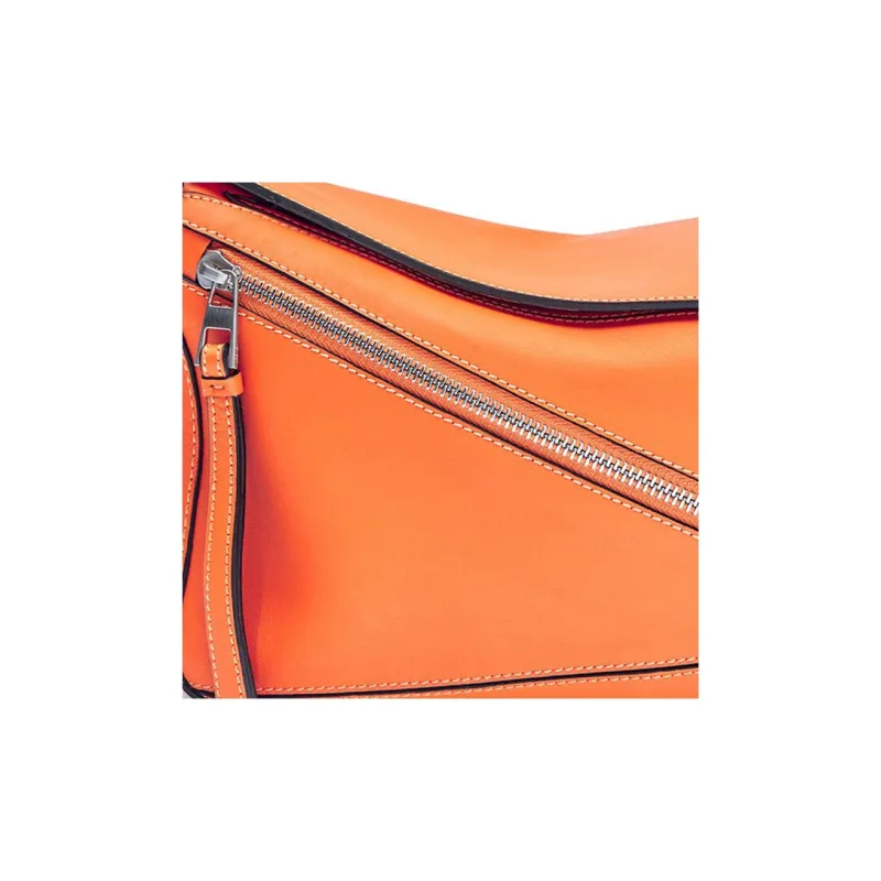 LOEWE Puzzle Smooth Calf Leather Fanny Pack Small Size Men's Orange-6