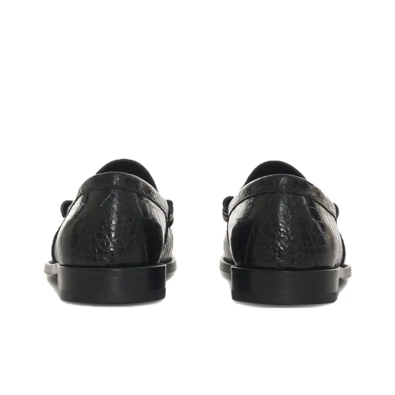 RHUDE Crocodile-effect Leather Loafers-3