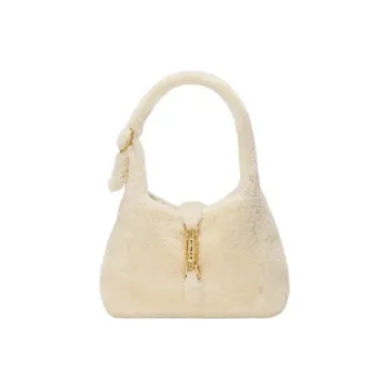GUCCI Jackie 1961 Shearling Crescent Bag, Shoulder Bag, Handbag, Shoulder Bag Trumpets Women's White