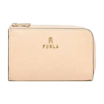 Furla Leather Card Holder Key Pouch Regular Women's Beige