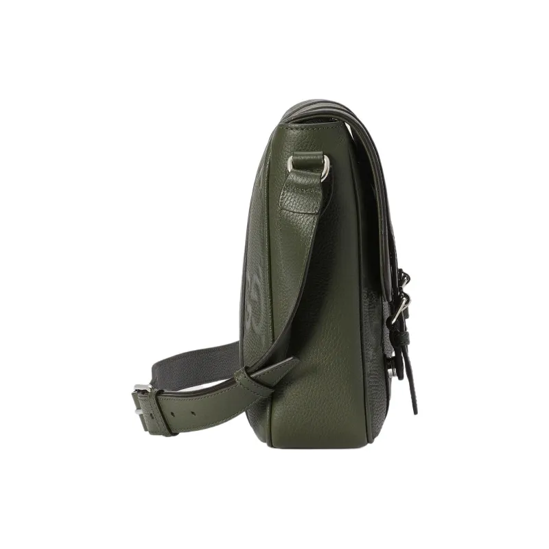 GUCCI Leather Messenger Bag Shoulder Bag Crossbody Bag Medium Size Men's Dark Green-3