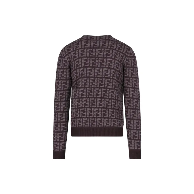 FENDI Monogrammed Intarsia Knit Sweaters-1