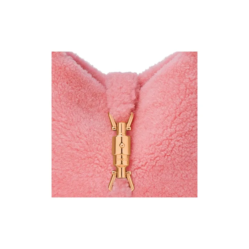 GUCCI Jackie 1961 Shearling Crescent Bag Shoulder Bag Handbag Shoulder Bag Small Size Women's Light Pink-8
