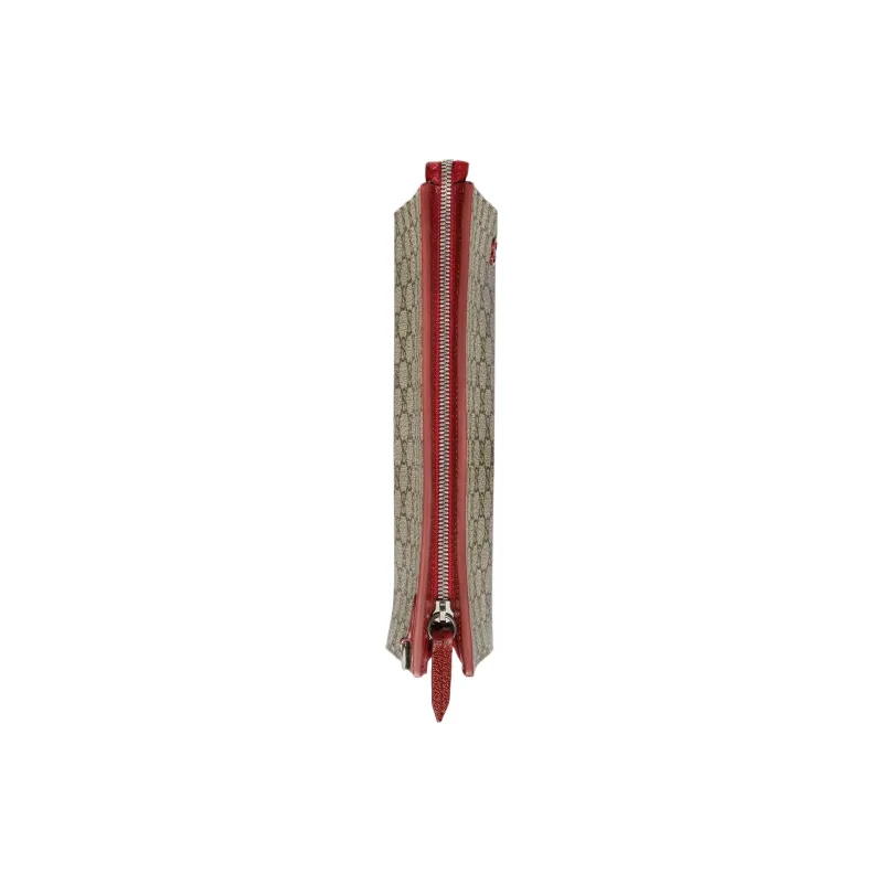 GUCCI Canvas With Leather Accents Clutch Men's Red & Beige-5