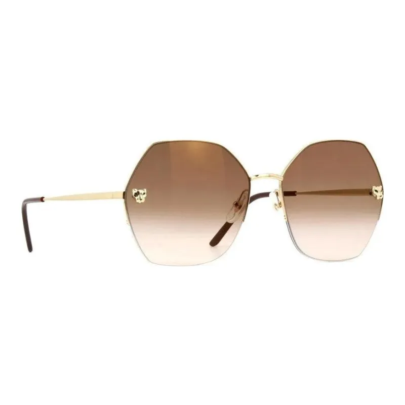 Cartier Panther Emblem Geometric Frame Sunglasses-3