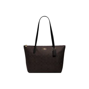COACH PVC Tote Bag Shopping Bag Shoulder Bags Large Size Women's Dark Brown