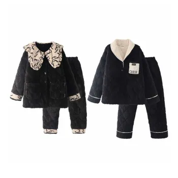 Chun Xi Pajama Set Unisex Print Black Cool Black