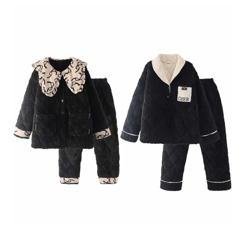 Chun Xi Pajama Set Unisex Print Black Cool Black-0