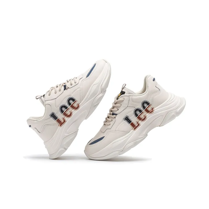 Lee Breathable Height Increasing Low Top Chunky Sneakers Women's White-4