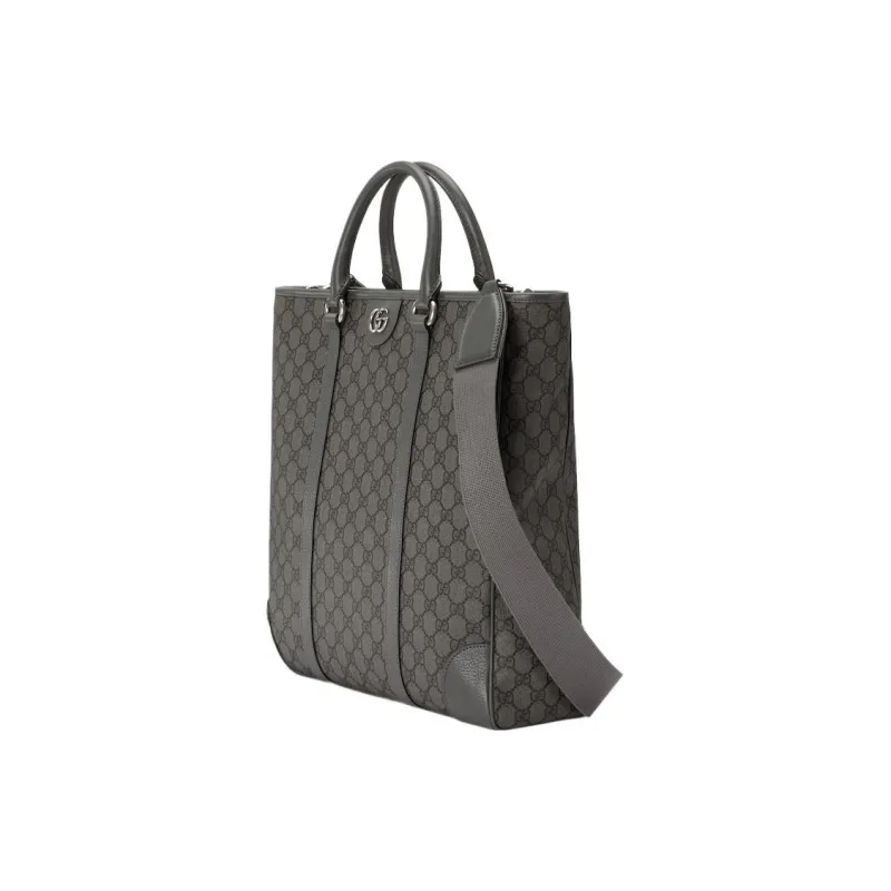 GUCCI Ophidia Canvas With Leather Tote Bag, Shopping Bag, Handbag Men's Gray Black-1