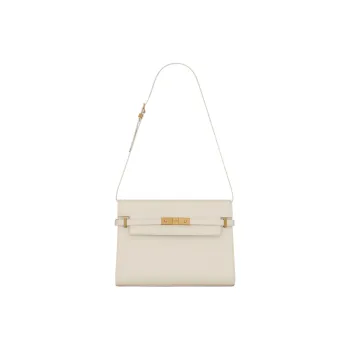 SAINT LAURENT MANHATTAN Cow Leather Crossbody Bag, Shoulder Bag Women's Vintage White