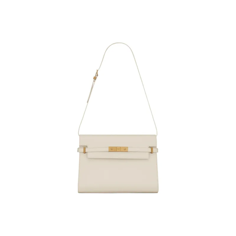 SAINT LAURENT MANHATTAN Cow Leather Crossbody Bag, Shoulder Bag Women's Vintage White-0