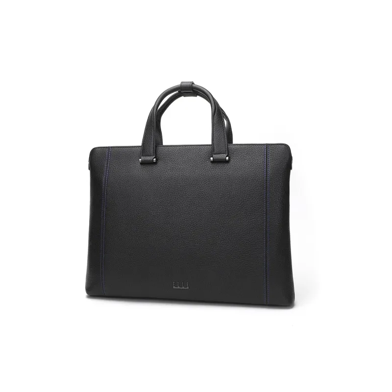 ELLE HOMME Cow Leather Briefcase Document Bag Handbag Regular Men's Black-1