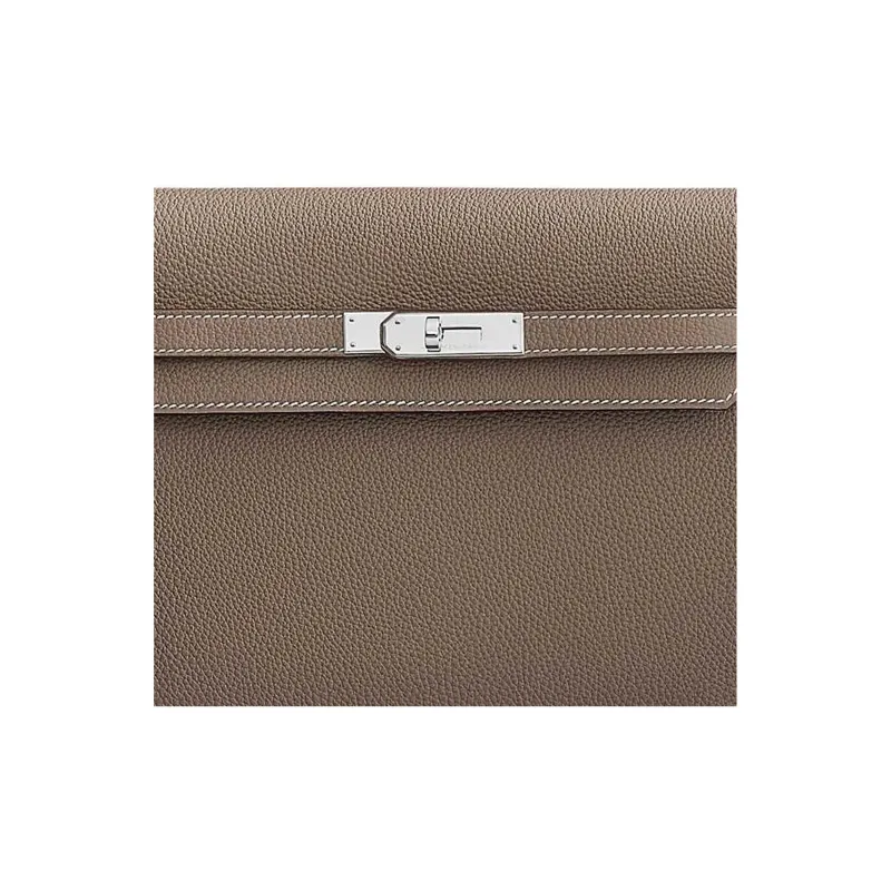 HERMES Kelly Depeches Togo Calfskin Clutch Men's 18 Etoupe Elephant Gray-3