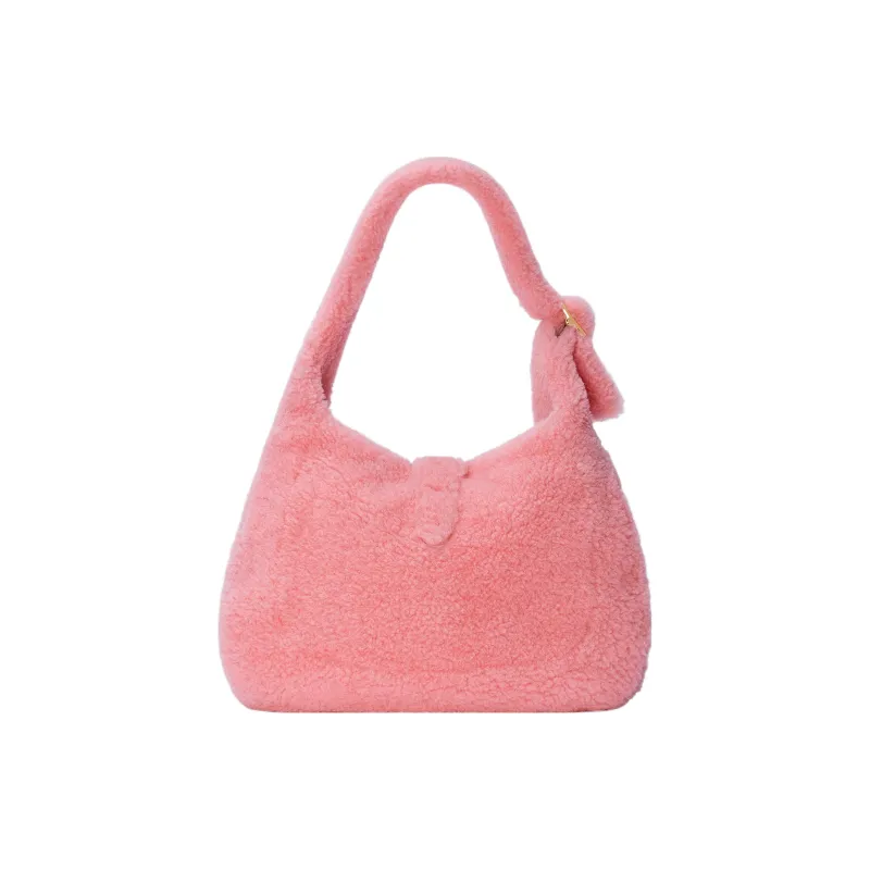 GUCCI Jackie 1961 Shearling Crescent Bag Shoulder Bag Handbag Shoulder Bag Small Size Women's Light Pink-4