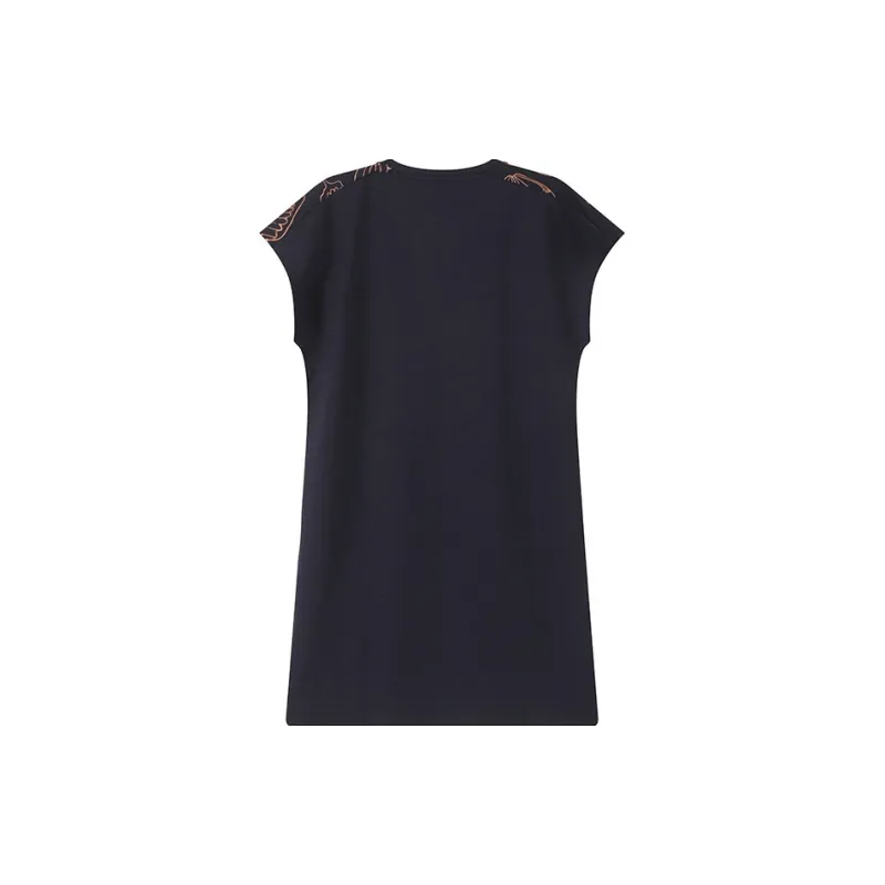 EMPORIO ARMANI EA7 Short Sleeved Dresses Women's Blue Black-1