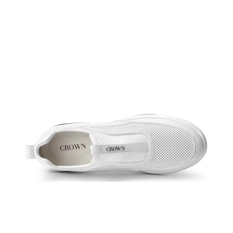 CROWN Low Top Casual Shoes Men's White One Yard Larger-3