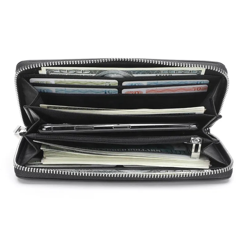 ELLE HOMME Cow Split Leather Wallet Handheld Bag Clutch Regular Men's Black-5