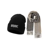 Black Knitted Fabric Beanie+Warm Scarves