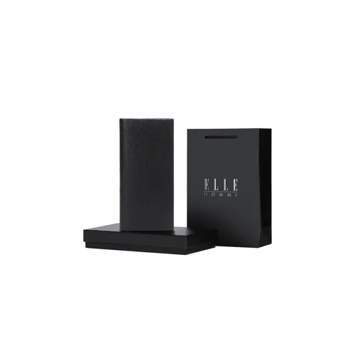 ELLE HOMME Top Grain Cow Leather Ticket Clip Wallet Regular Men's Solid Color
