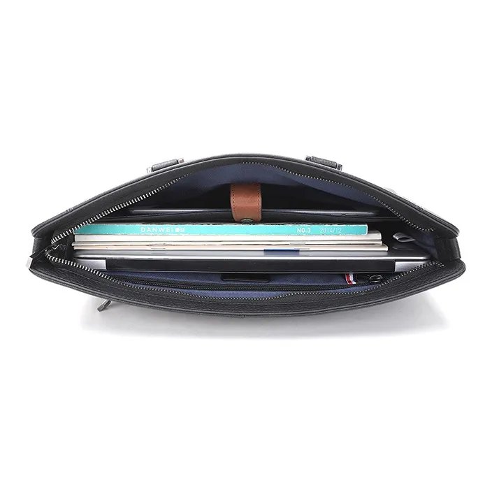ELLE HOMME Cow Leather Briefcase Document Bag Handbag Regular Men's Black-5