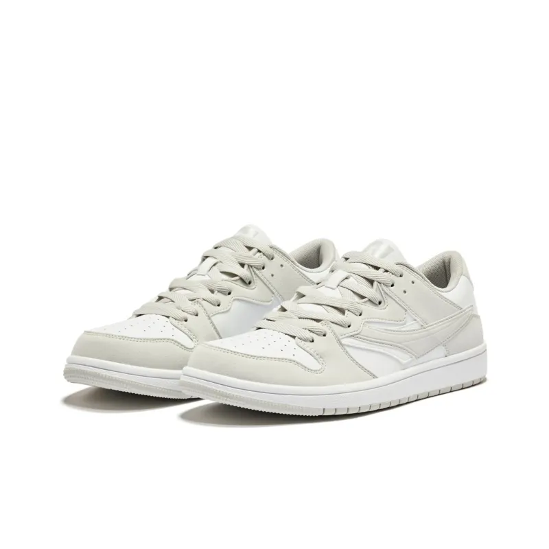 QIAODAN Skateboard Shoes Men Low Top White Gray-1