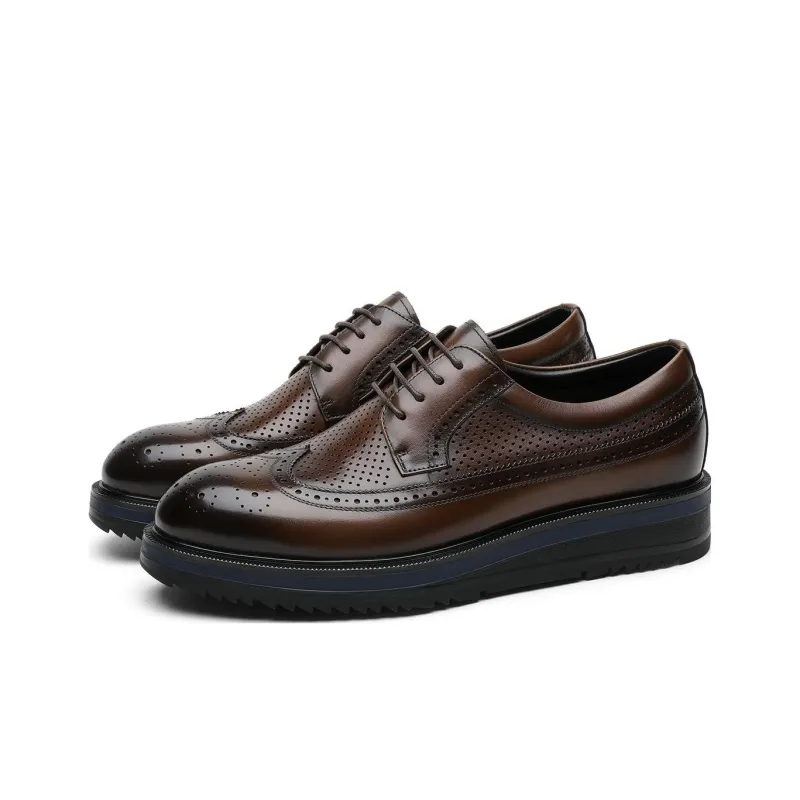 CROWN Dress Shoes Men Low Top Brown-2