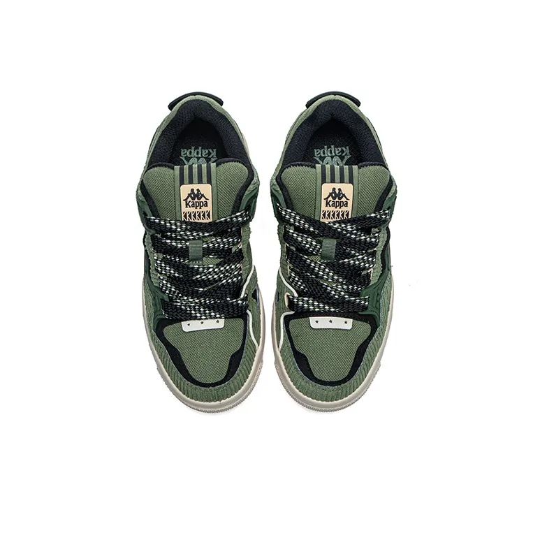 Kappa Cushioning Wear Resistant Low Top Skateboard Shoes Unisex Green Black-3
