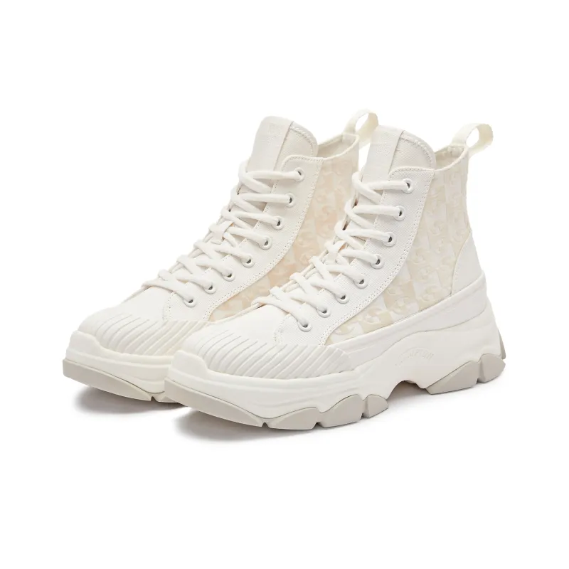 Champion Campus High Top Canvas Shoes Women's Beige-2